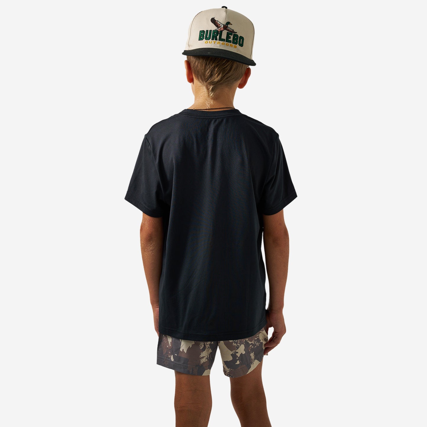 Burlebo Youth Go To Tee | Black & Classic Deer Camo