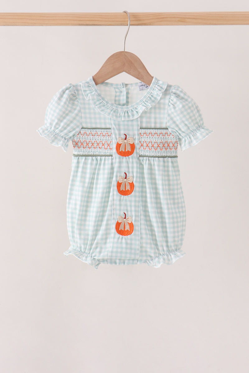 Baby | Smocked Pumpkin Gingham Bubble