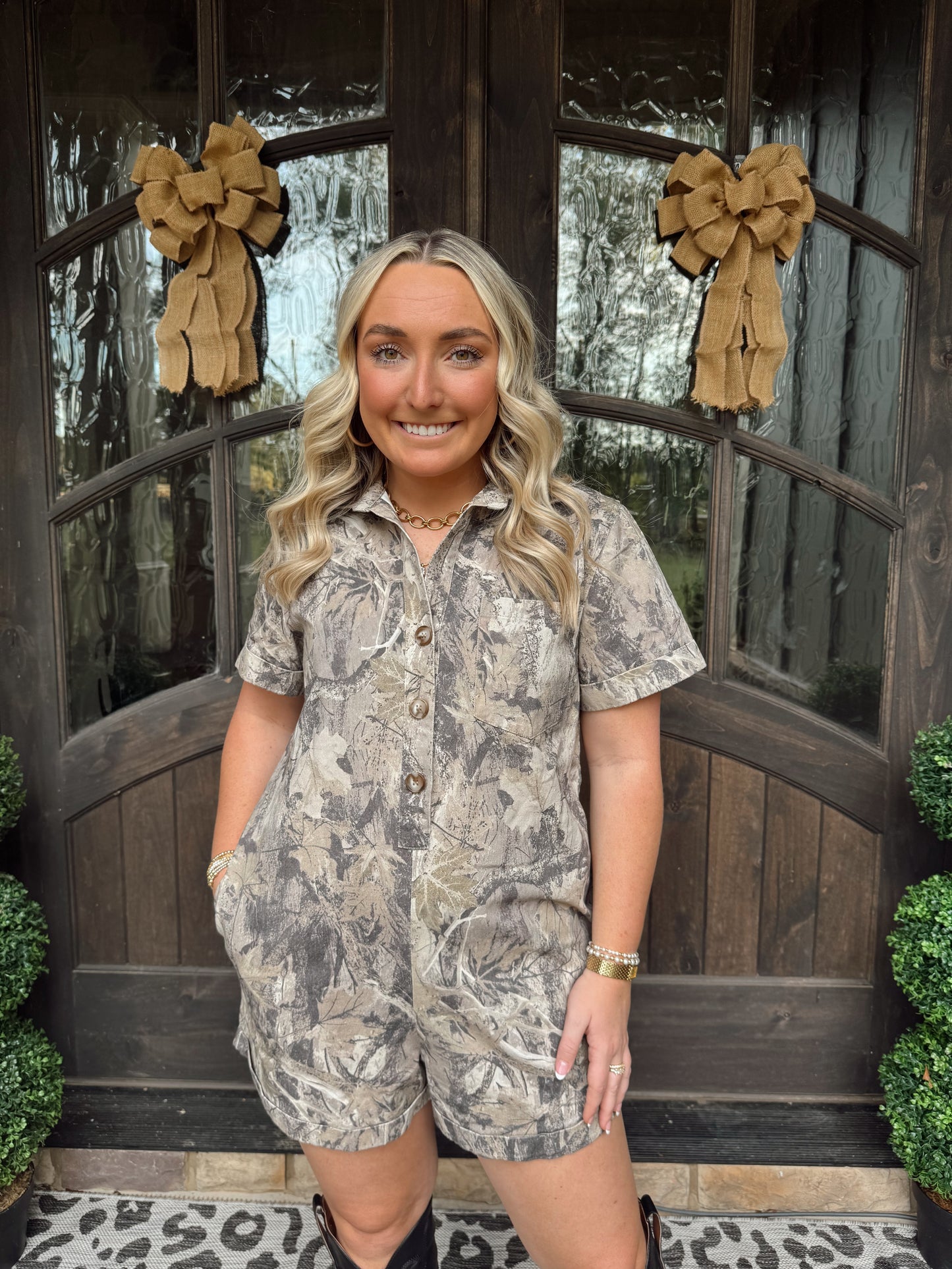 Backwoods Camo Denim Romper
