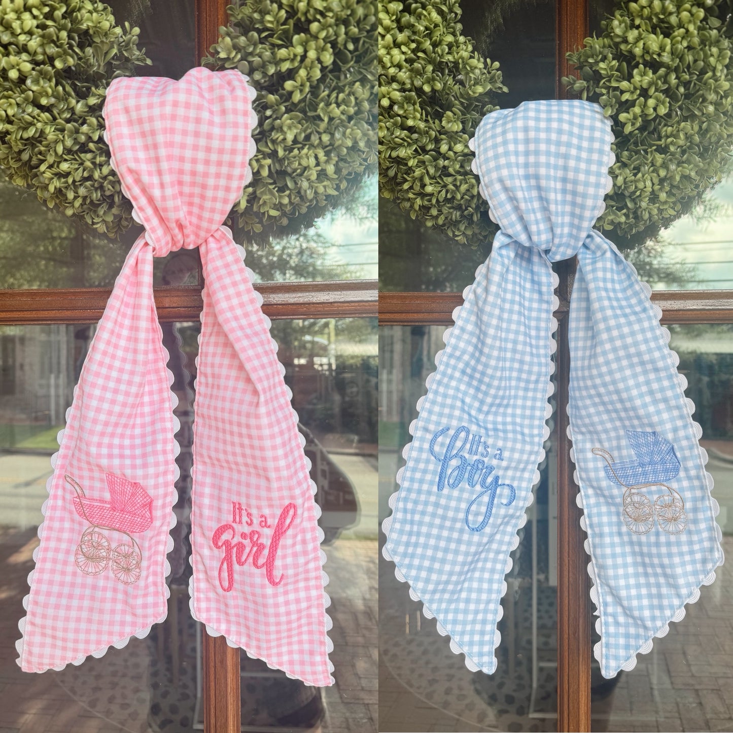 It’s a Girl / It’s a Boy Embroidered Wreath Sash