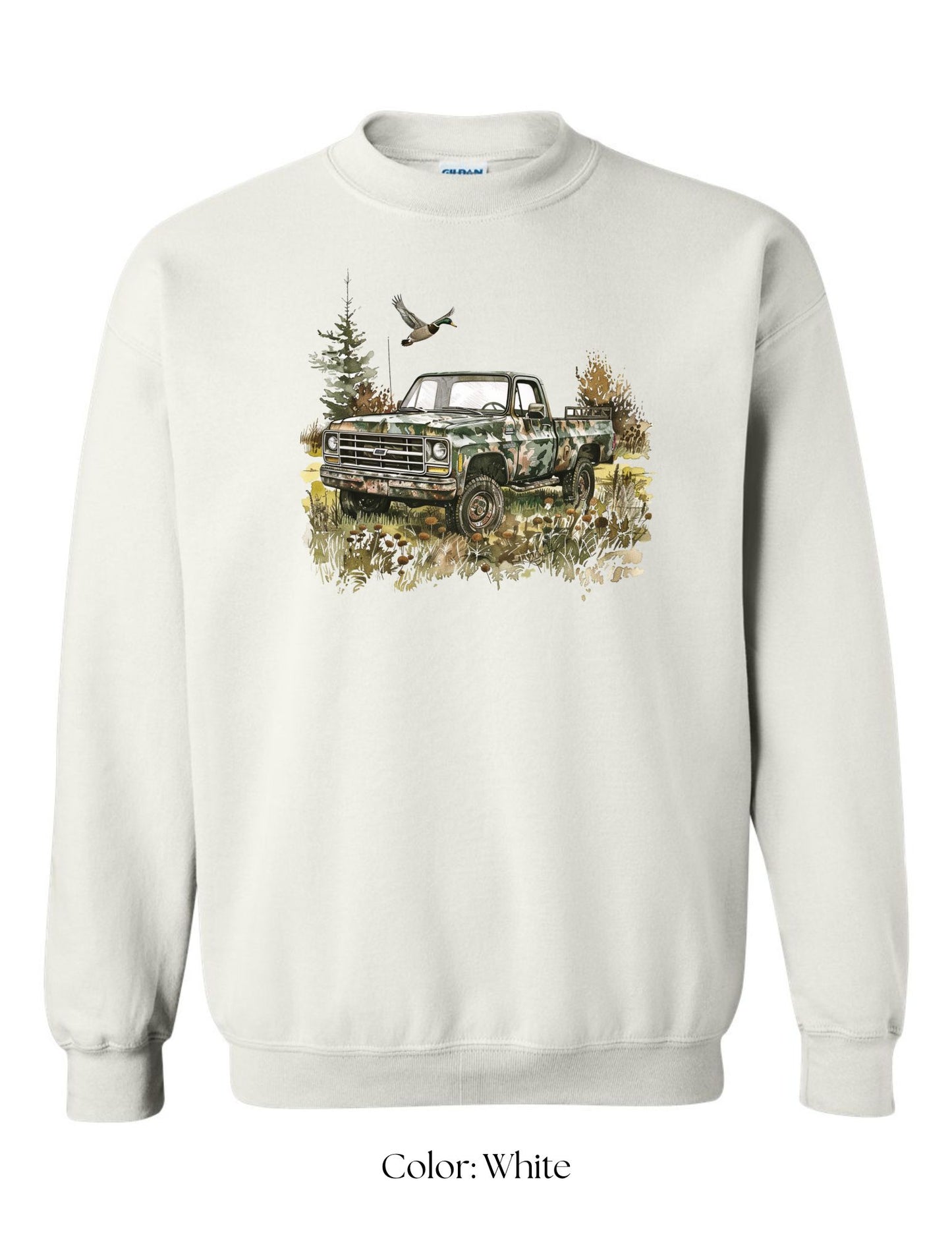 *CUSTOM* (Adult) Vintage Camo Truck & Duck Crewneck