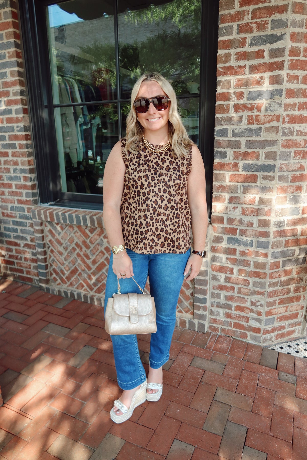 Leopard Faux Suede Smocked Edge Top