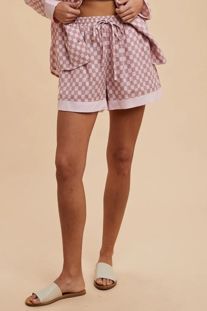 Mauve Checkered Pajama Set