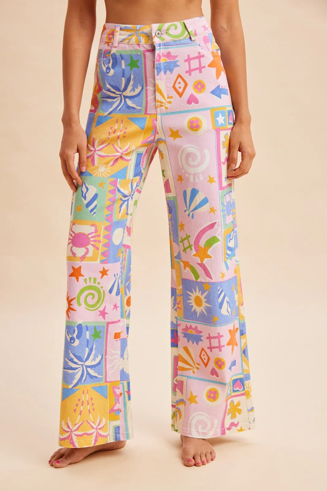 Summer Patchwork Wide Leg Jeans