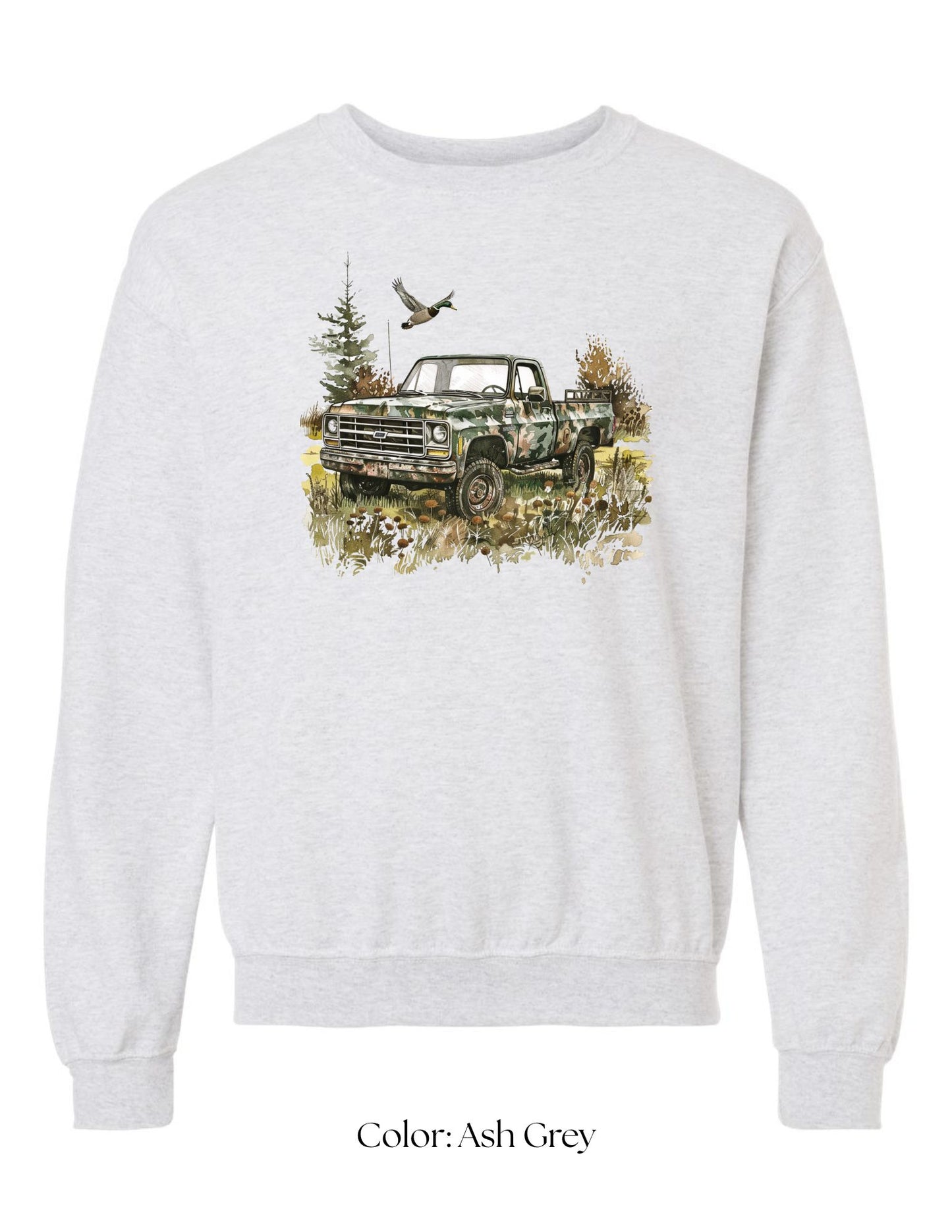 *CUSTOM* (Adult) Vintage Camo Truck & Duck Crewneck