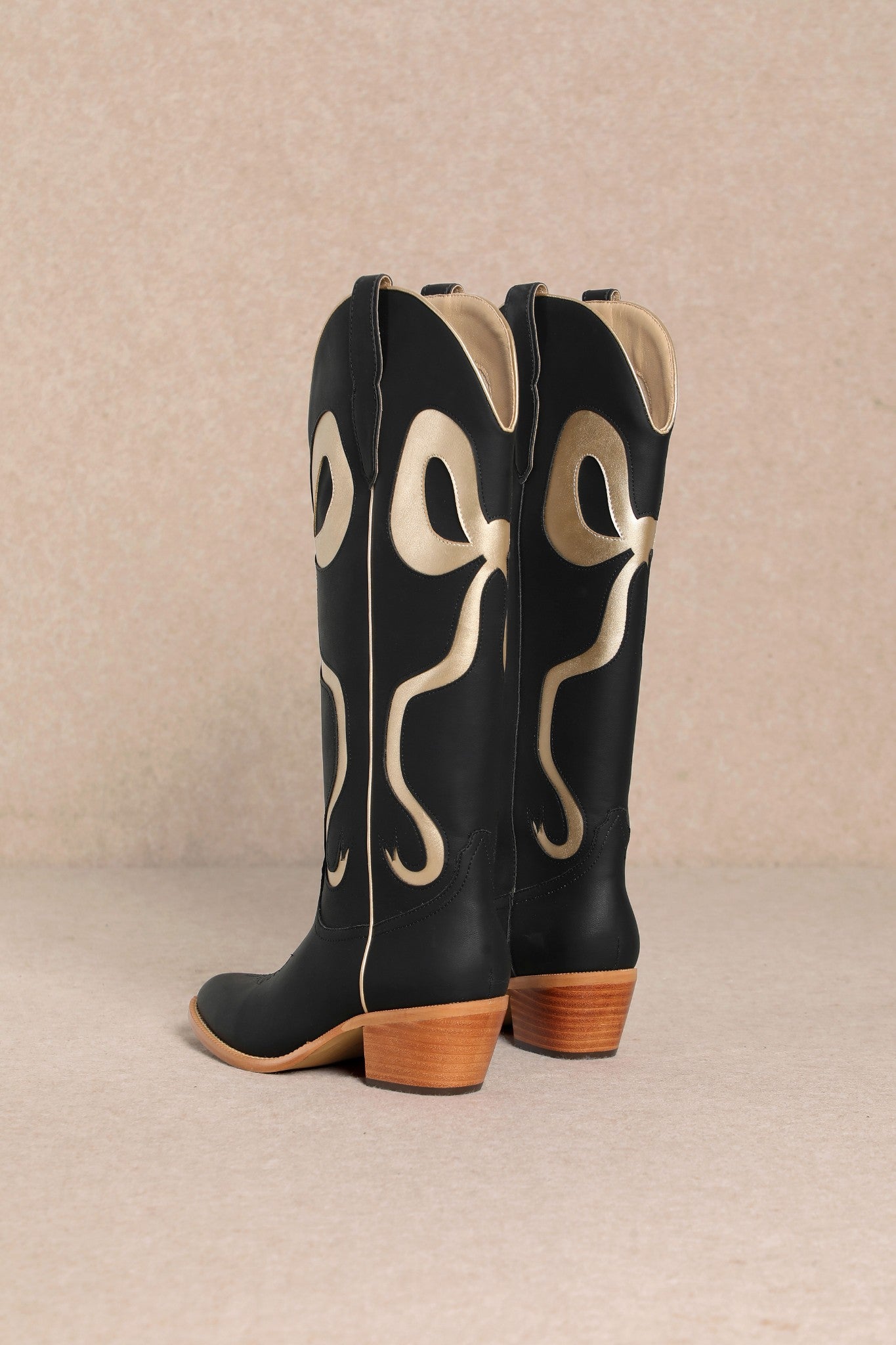 Black & Gold Bow Boots