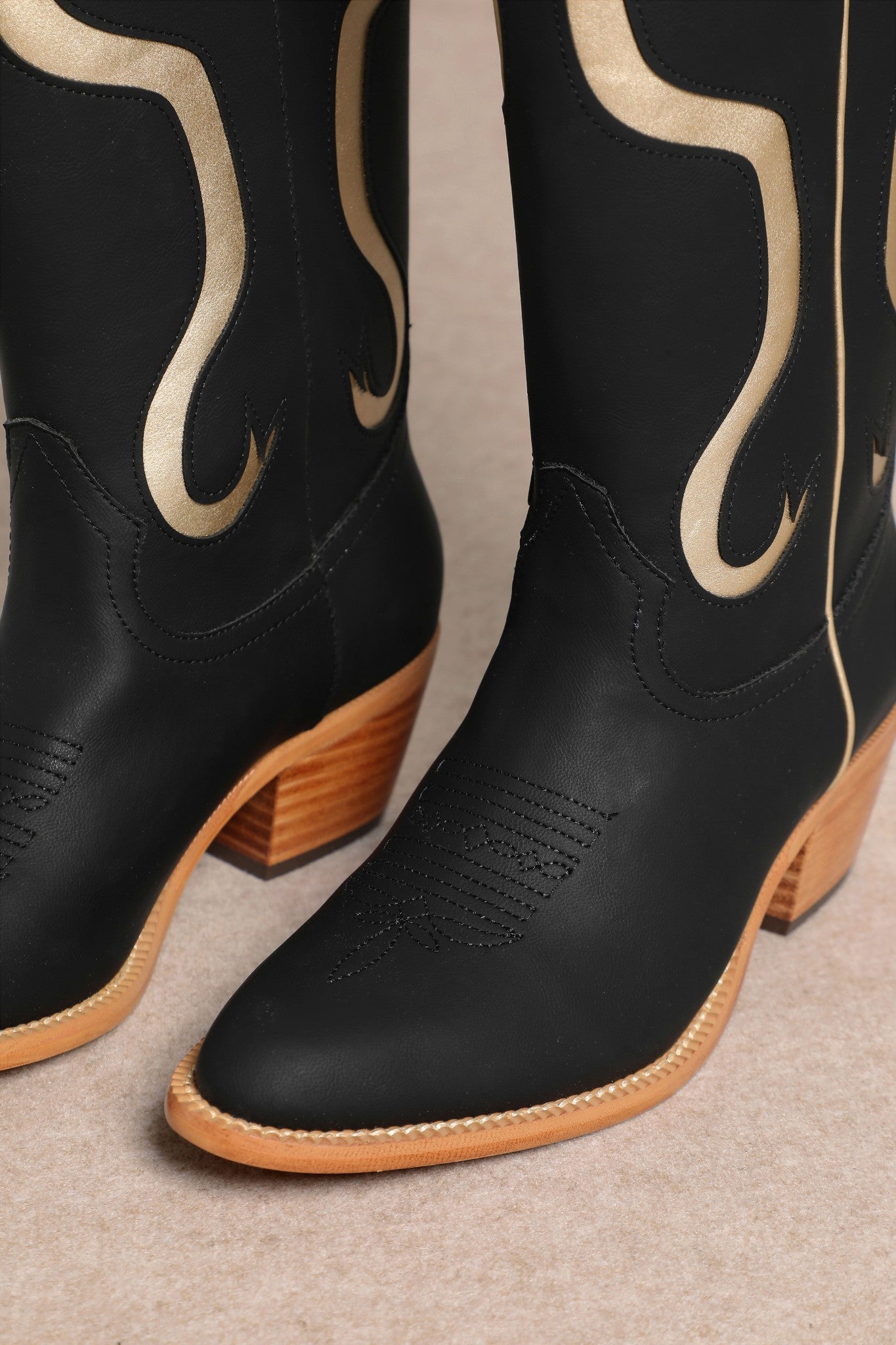 Black & Gold Bow Boots