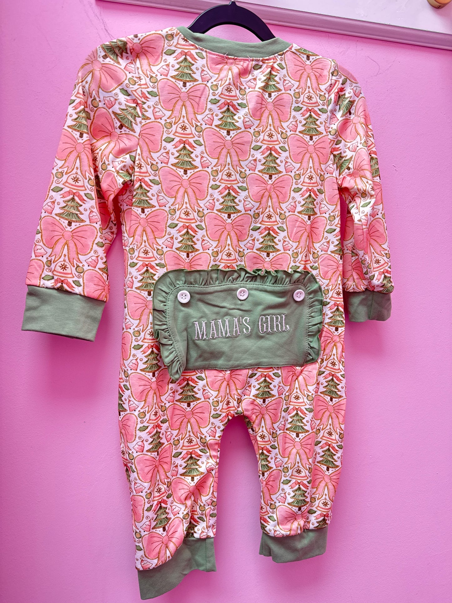 Bows & Christmas Tree's Mama's Girl Embroidery Romper