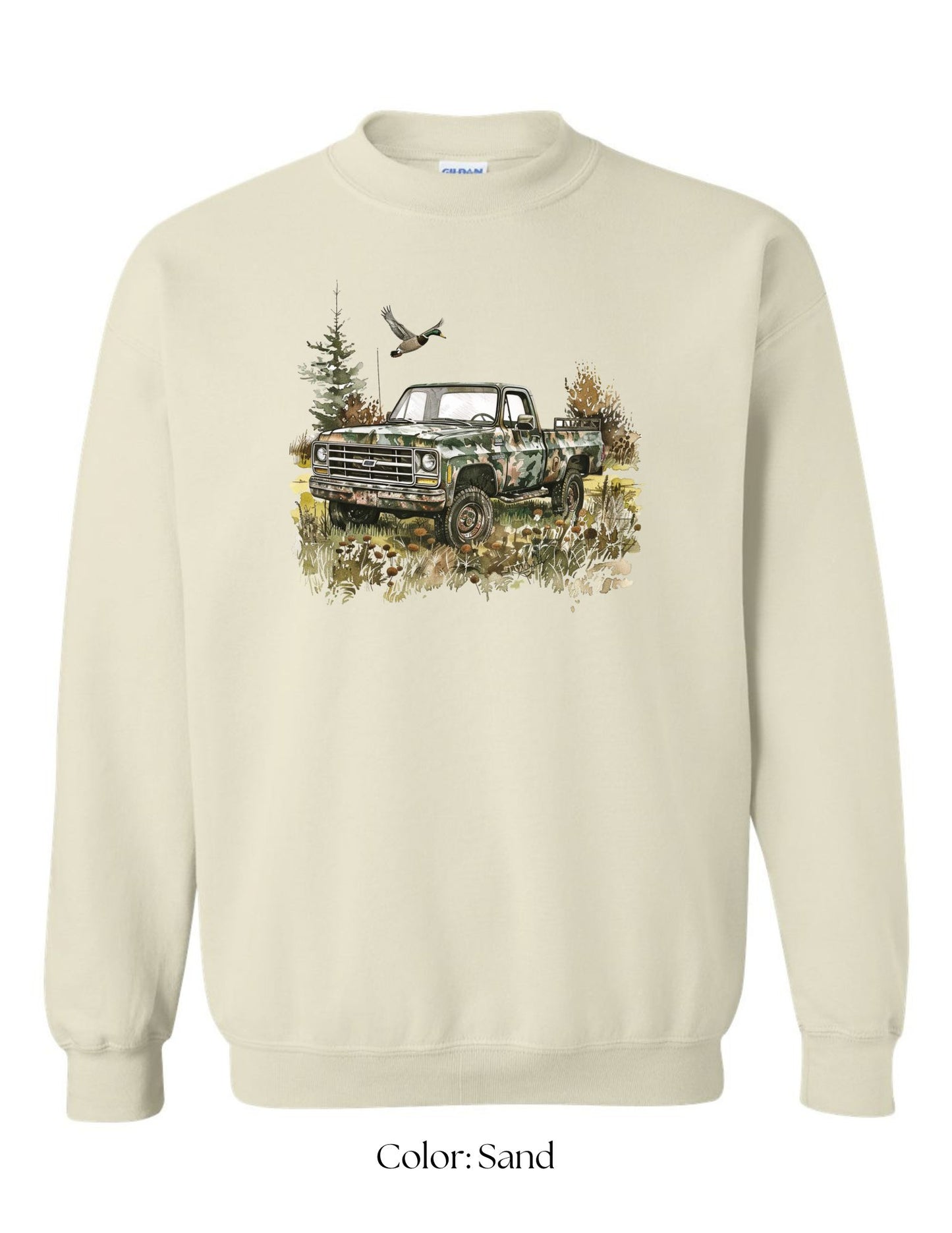 *CUSTOM* (Adult) Vintage Camo Truck & Duck Crewneck