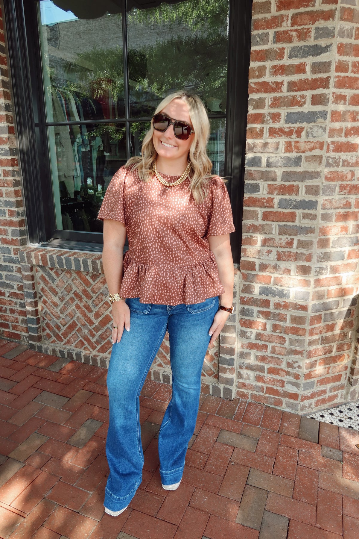 Mocha Pink Deer Print Top