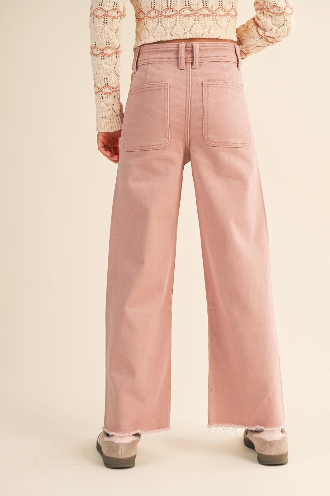 Goldie Pink Wide Leg Denim Pants (Girls 7-14)