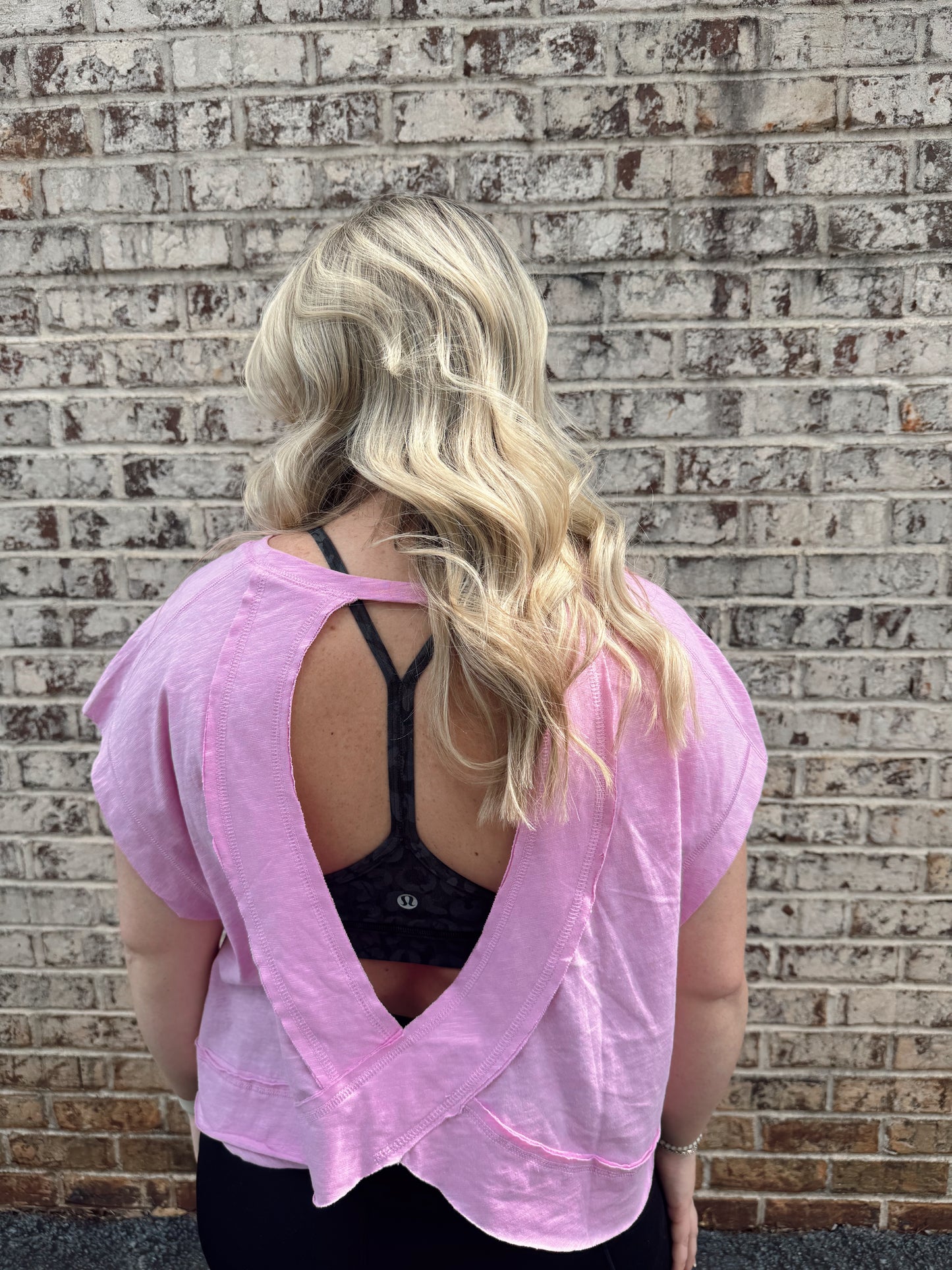 Pink Cotton Open Back Top