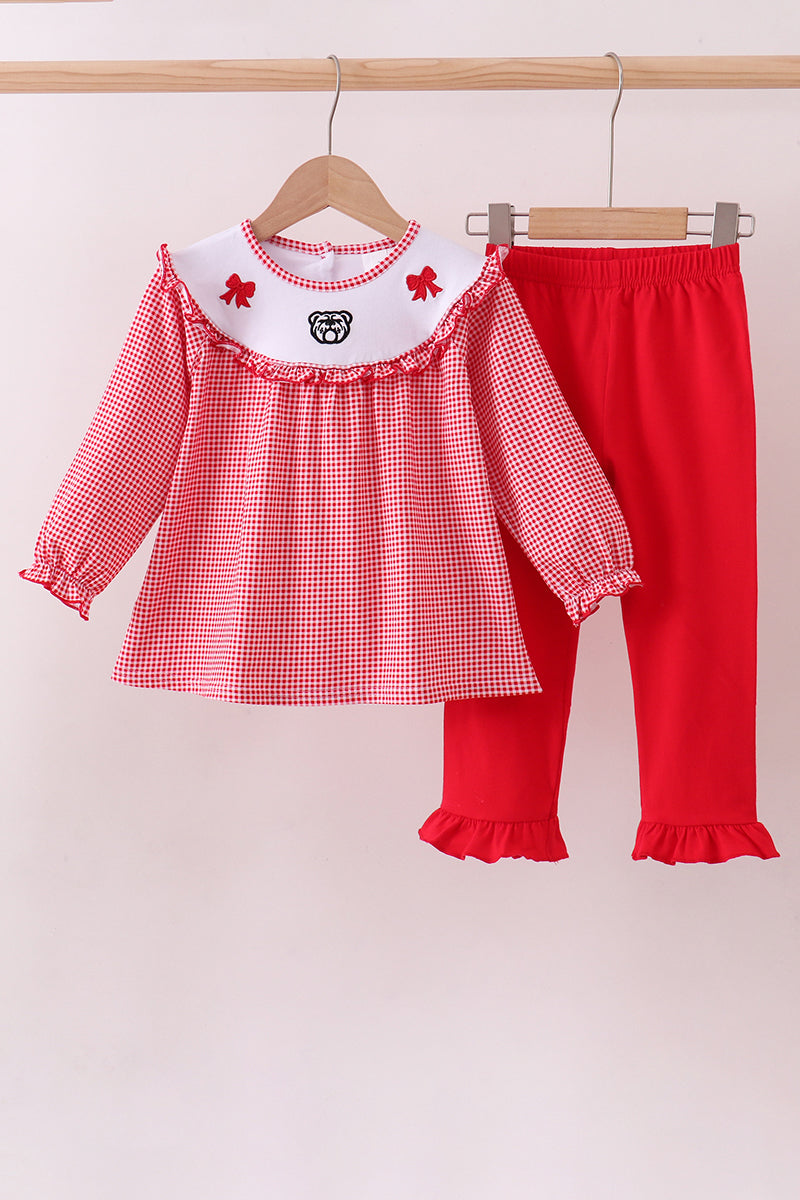 Little Girls | Bulldogs & Bows Red Gingham Set