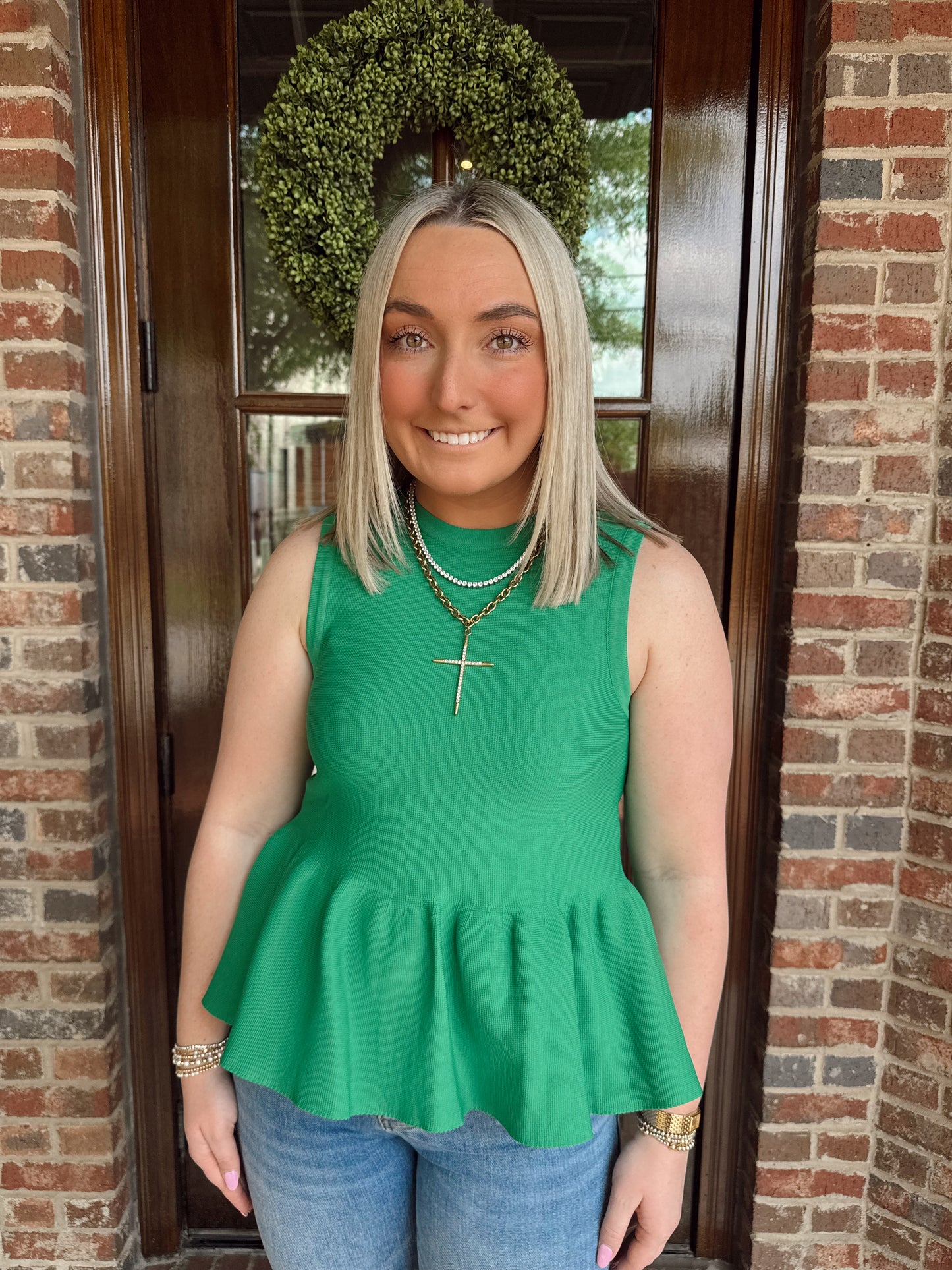 Green Peplum Top