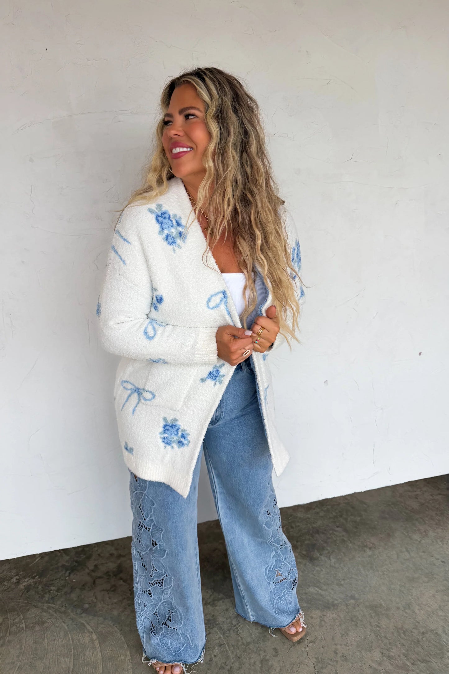 Cloud Cardigan | Blue Bows