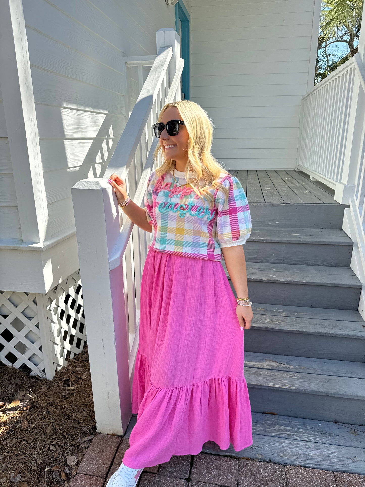 Happy Easter Puff Sleeve Top
