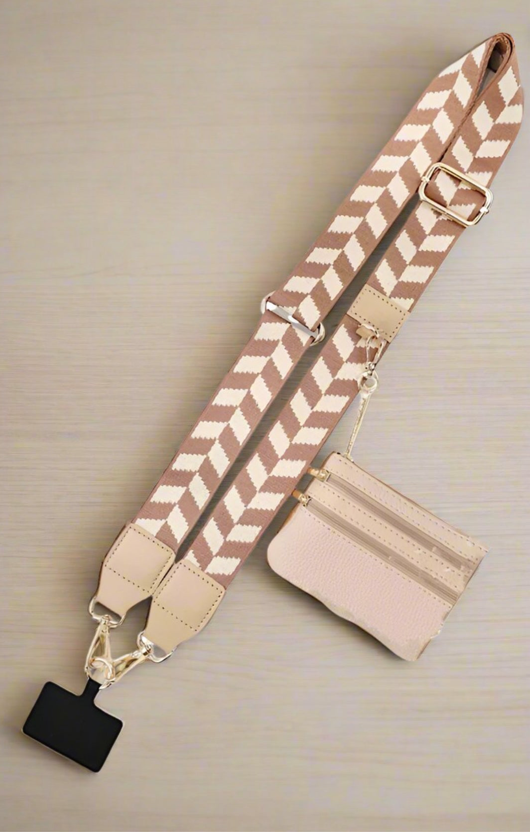 Tan & Cream Phone Crossbody Strap