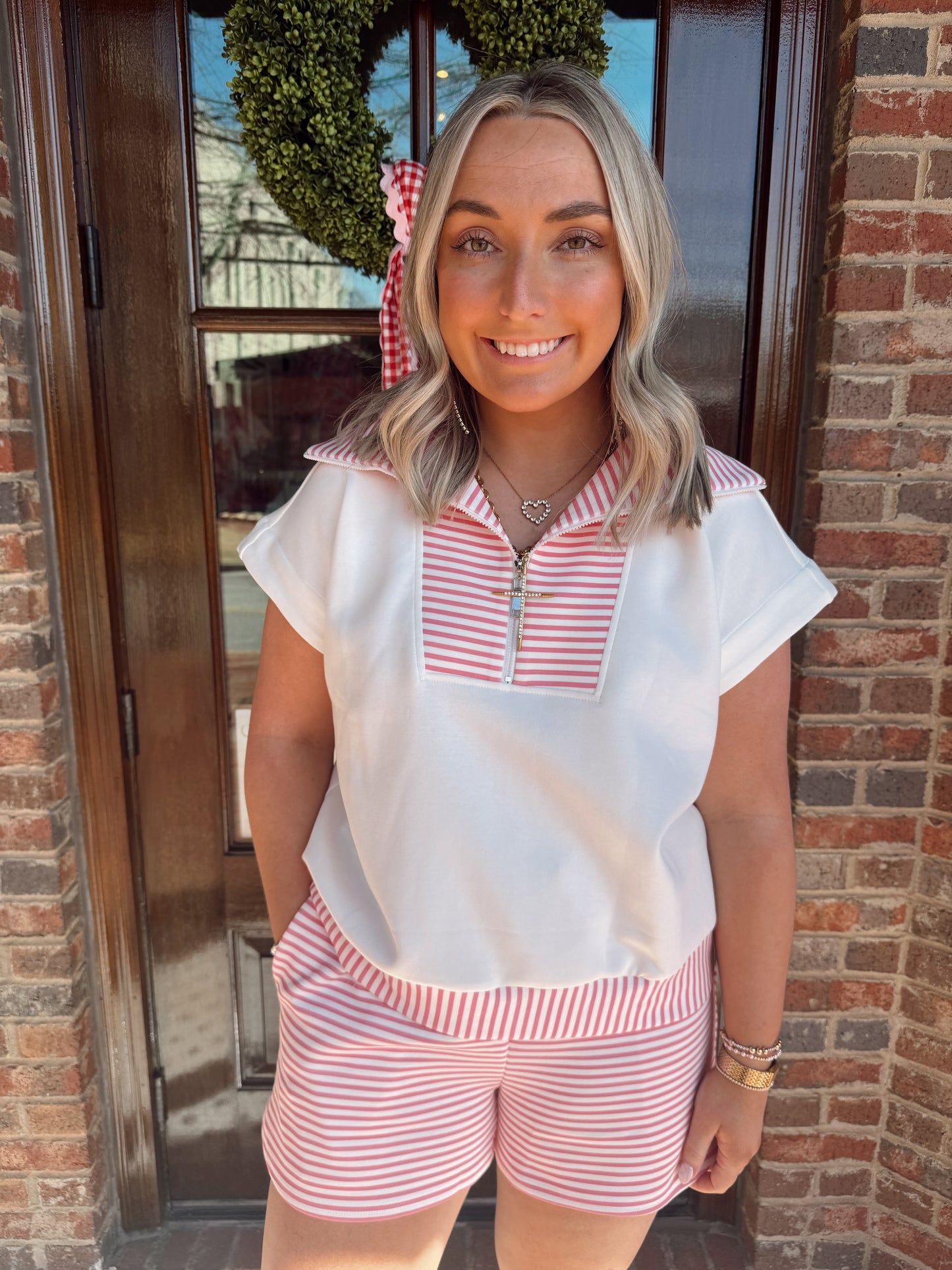 Pink Striped Athleisure Set