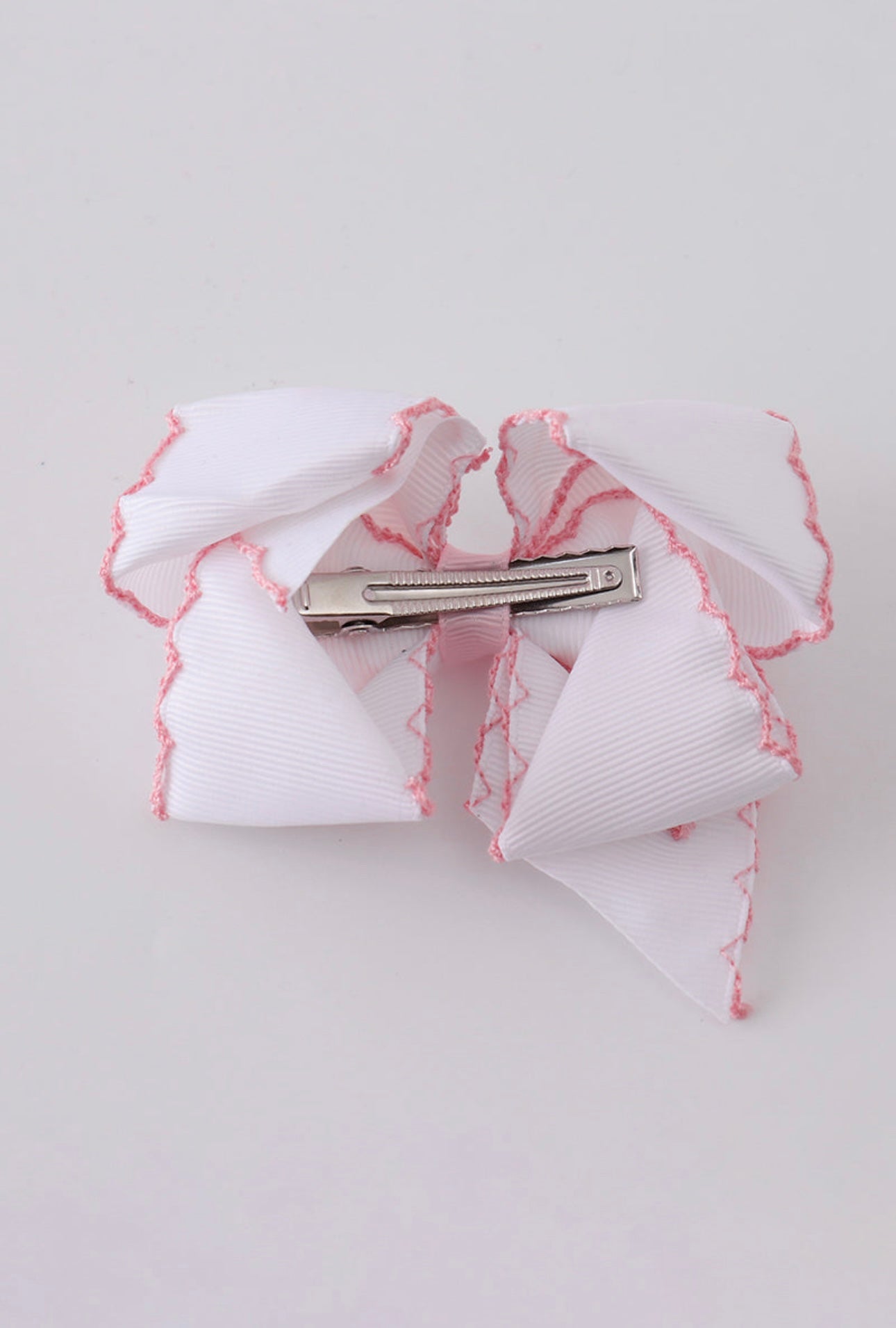 White Embroidered Bow | Hair Bow