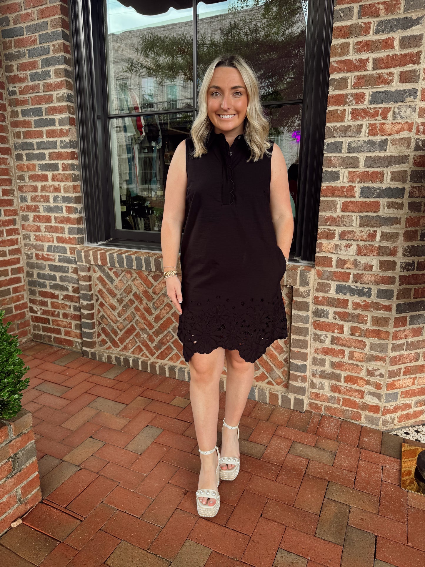 Black Eyelet Mini Dress