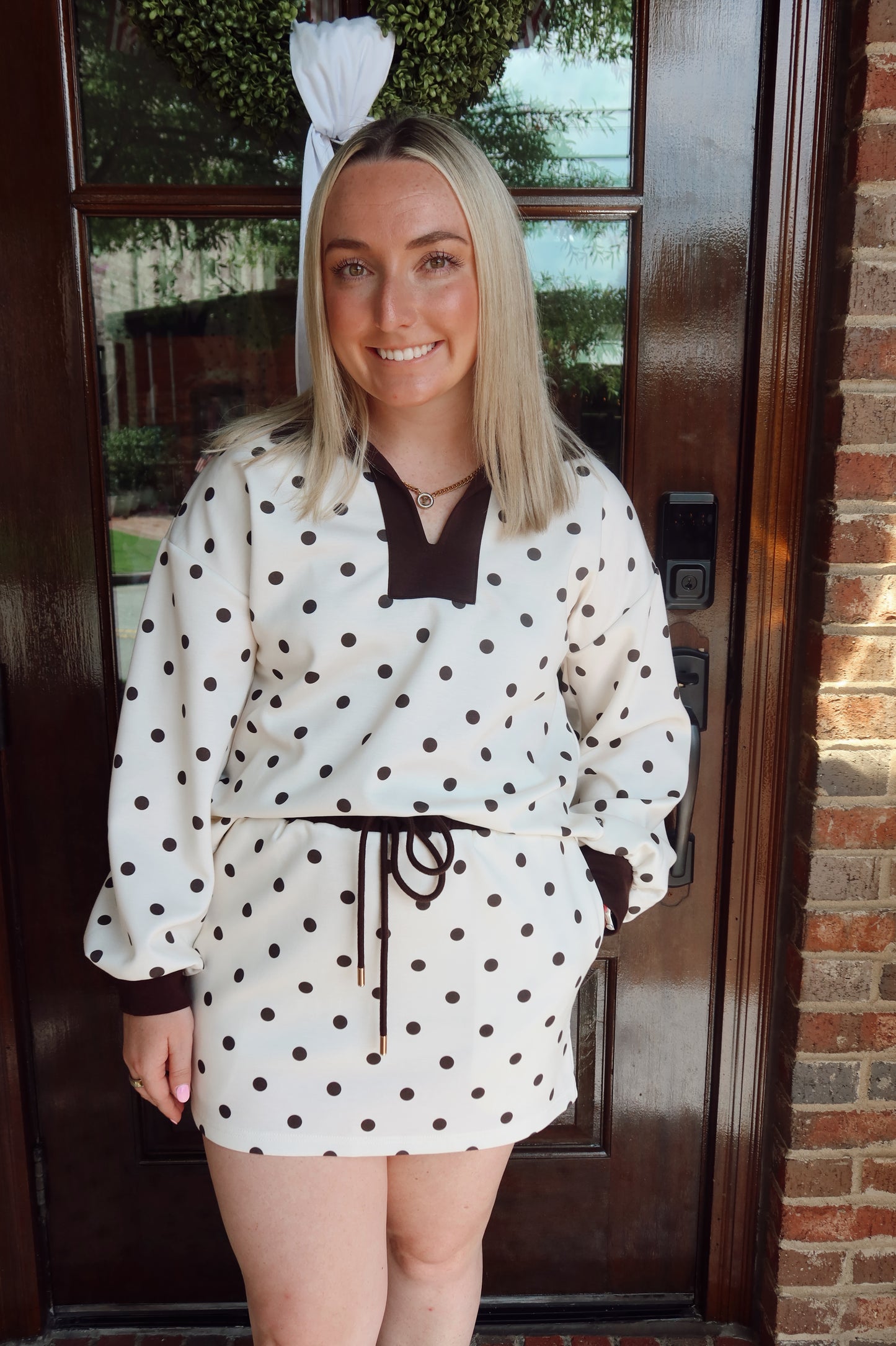 Mocha Polka Dot Top & Skort Set
