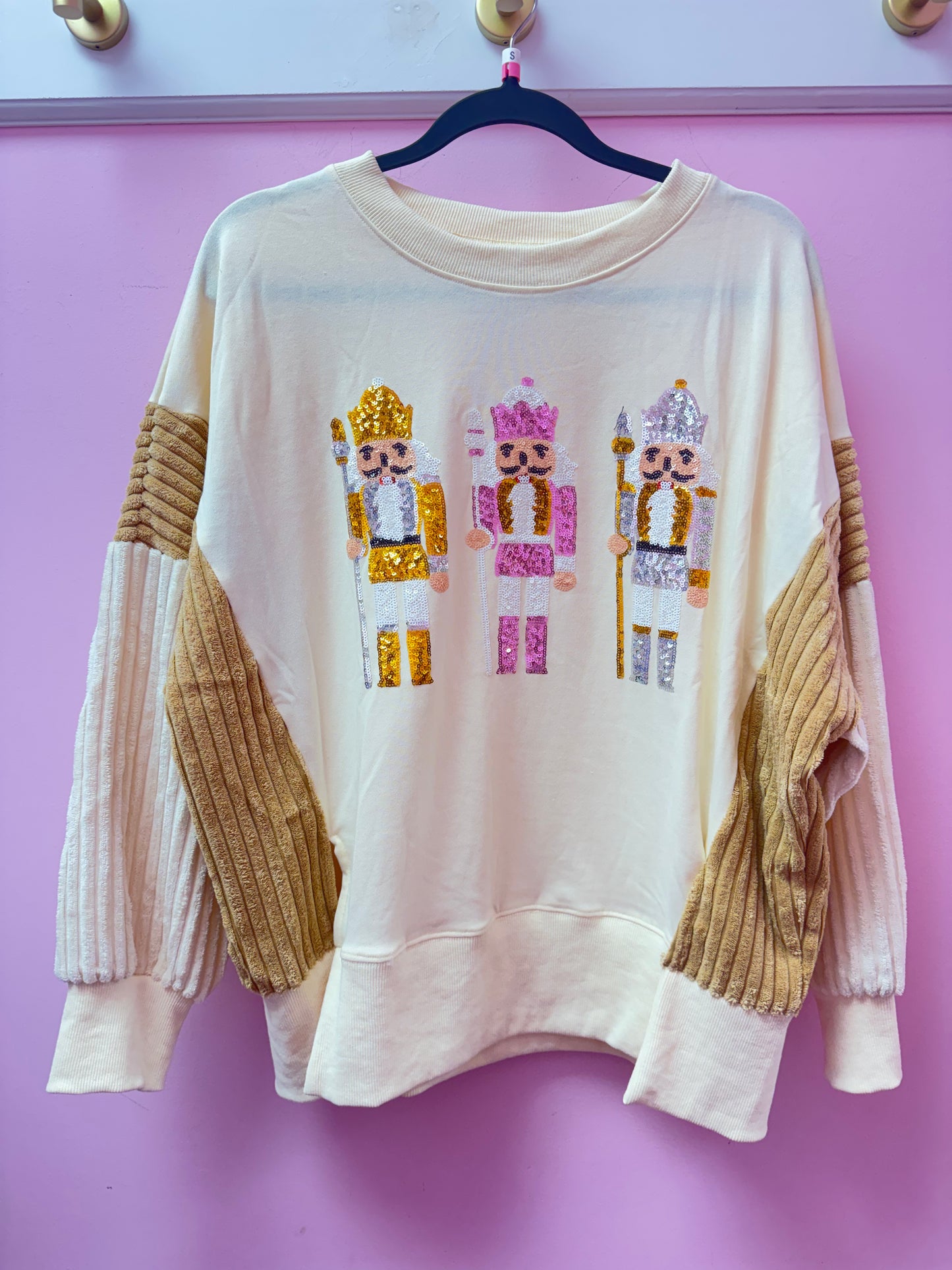 Cream Sequin Nutcracker Pullover
