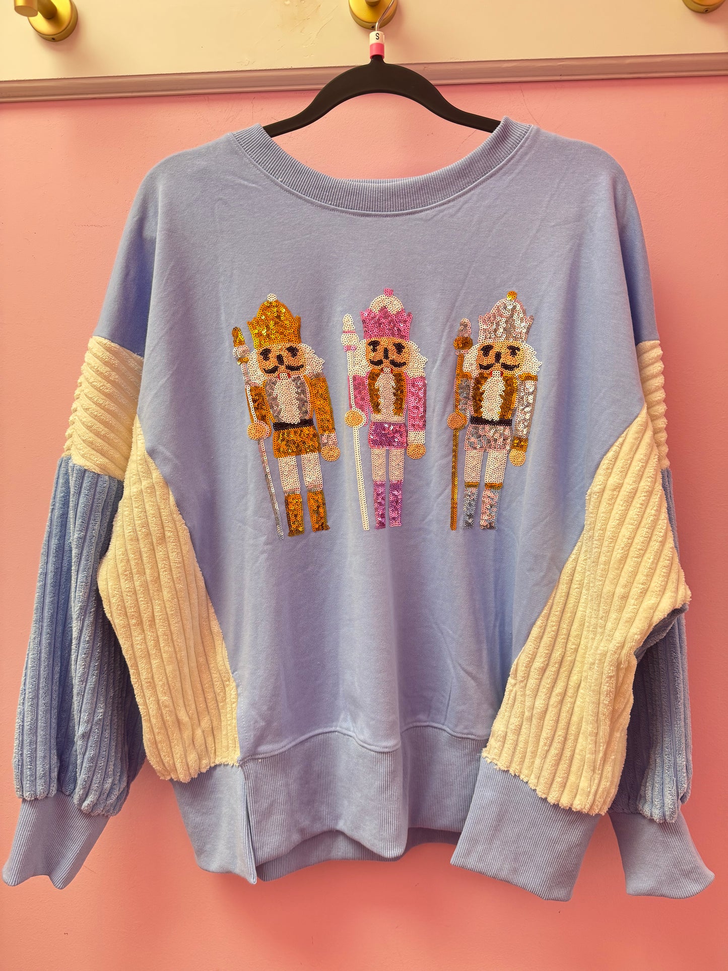 Blue Sequin Nutcracker Pullover