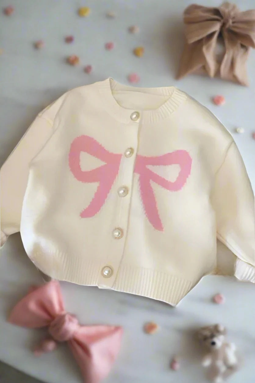 Abigail Pink Bow Cream Sweater