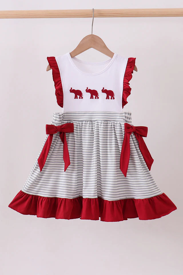 Alabama Elephant Striped Ruffle Dress