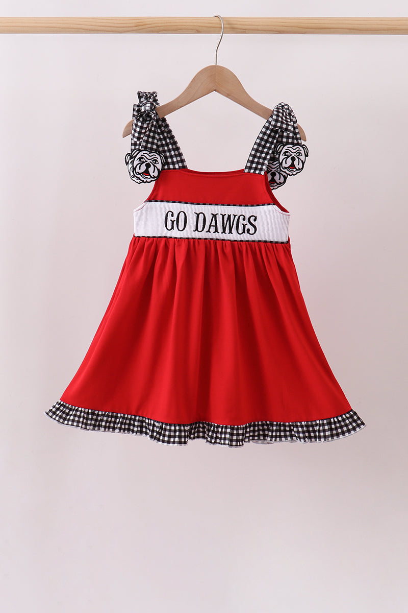 Little Girls | Go Dawgs Smocked Gingham Dress