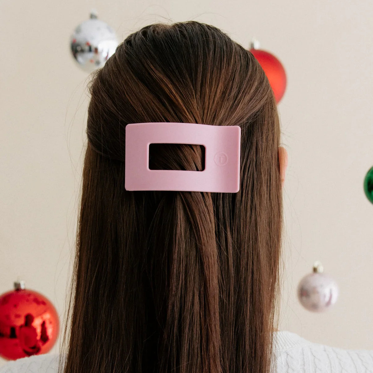 Teleties Flat Rectangle Clip | Merry Pinkmas