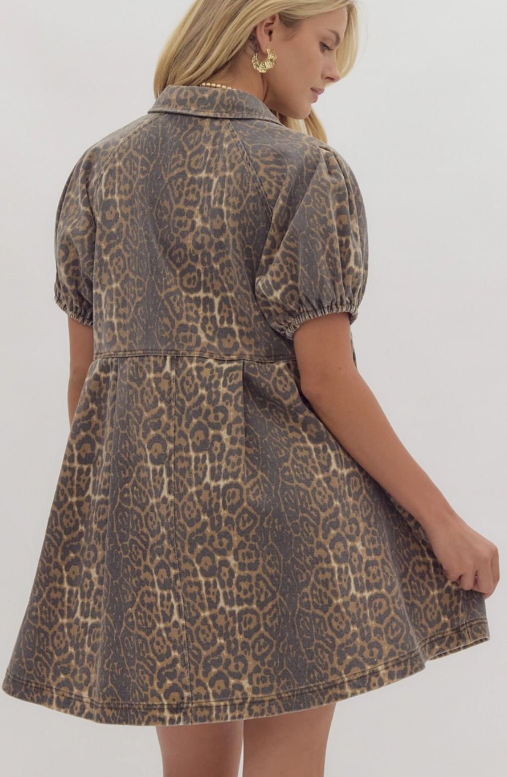Leopard Denim Mini Dress