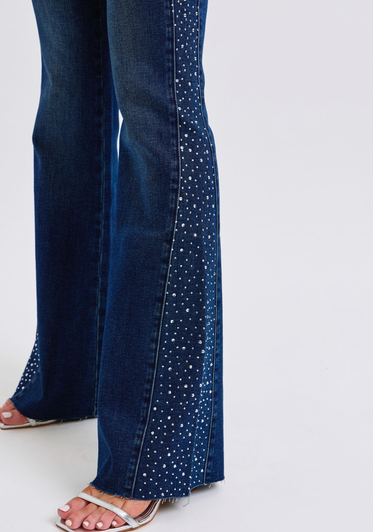 Judy Blue Dark Mid Rise Rhinestone Flares