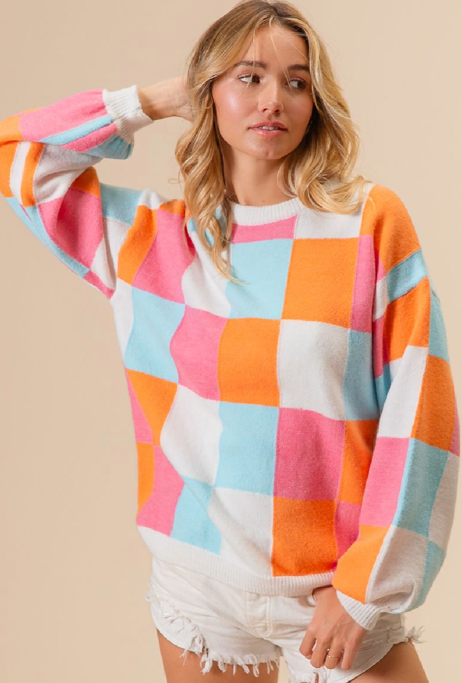 Multi Colored Checkered Sweater