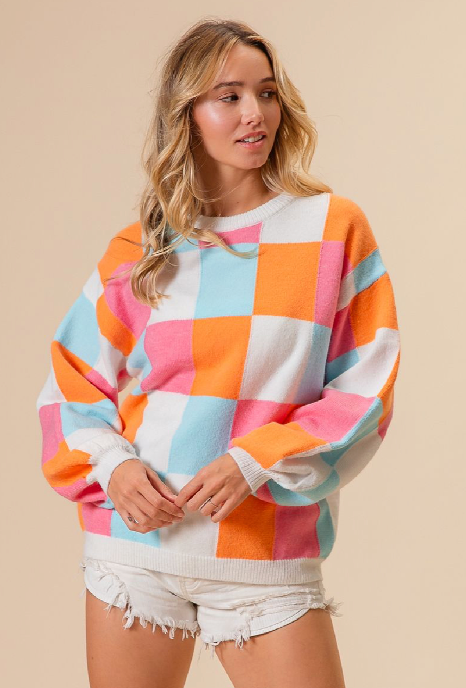 Multi Colored Checkered Sweater