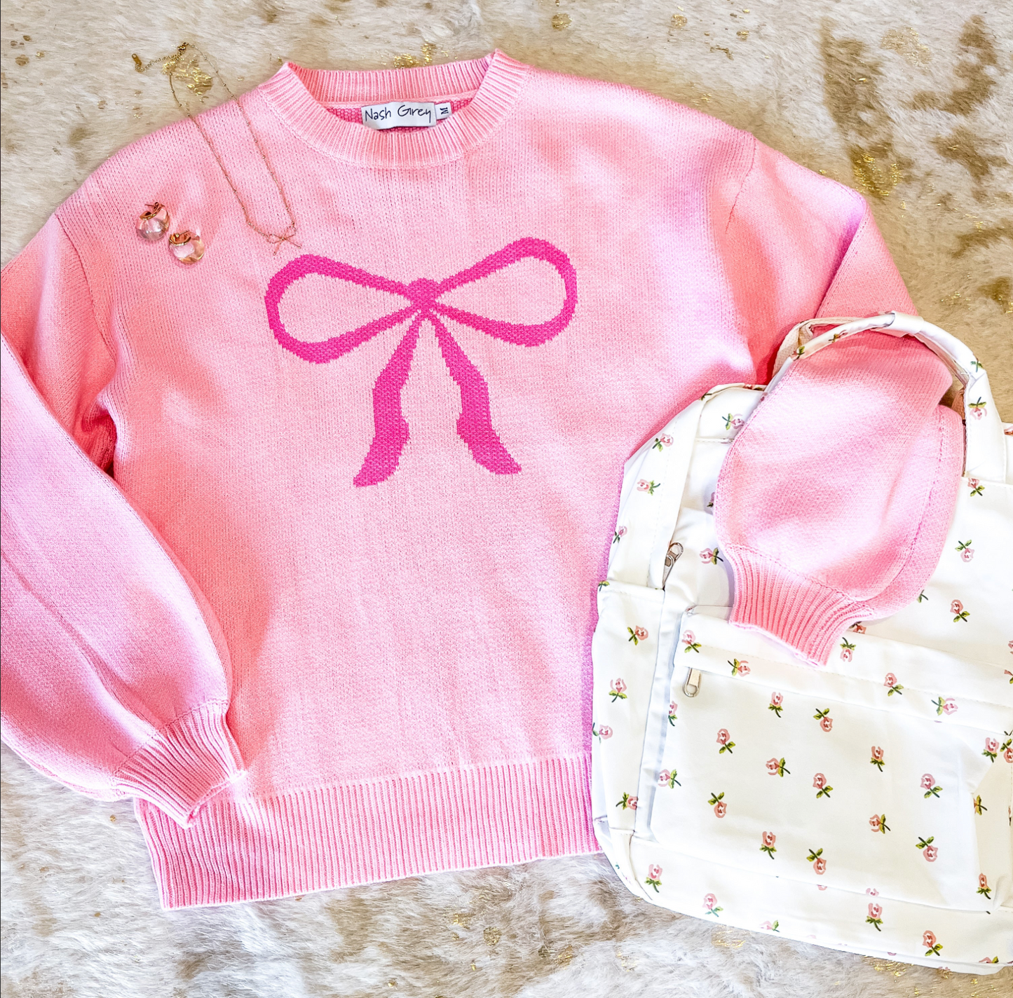 Perfectly Pink Bow Sweater