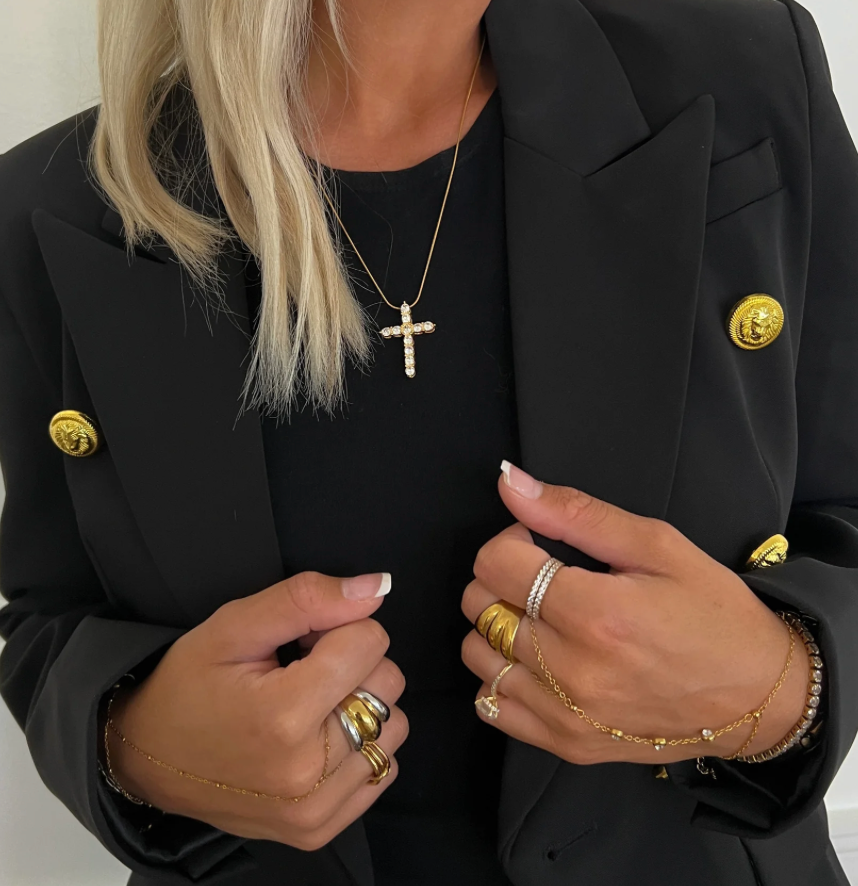 Diamond Cross Gold Necklace - XL