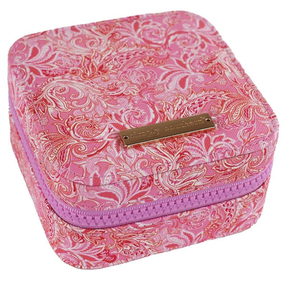 Pink Paisley Print Jewelry Case
