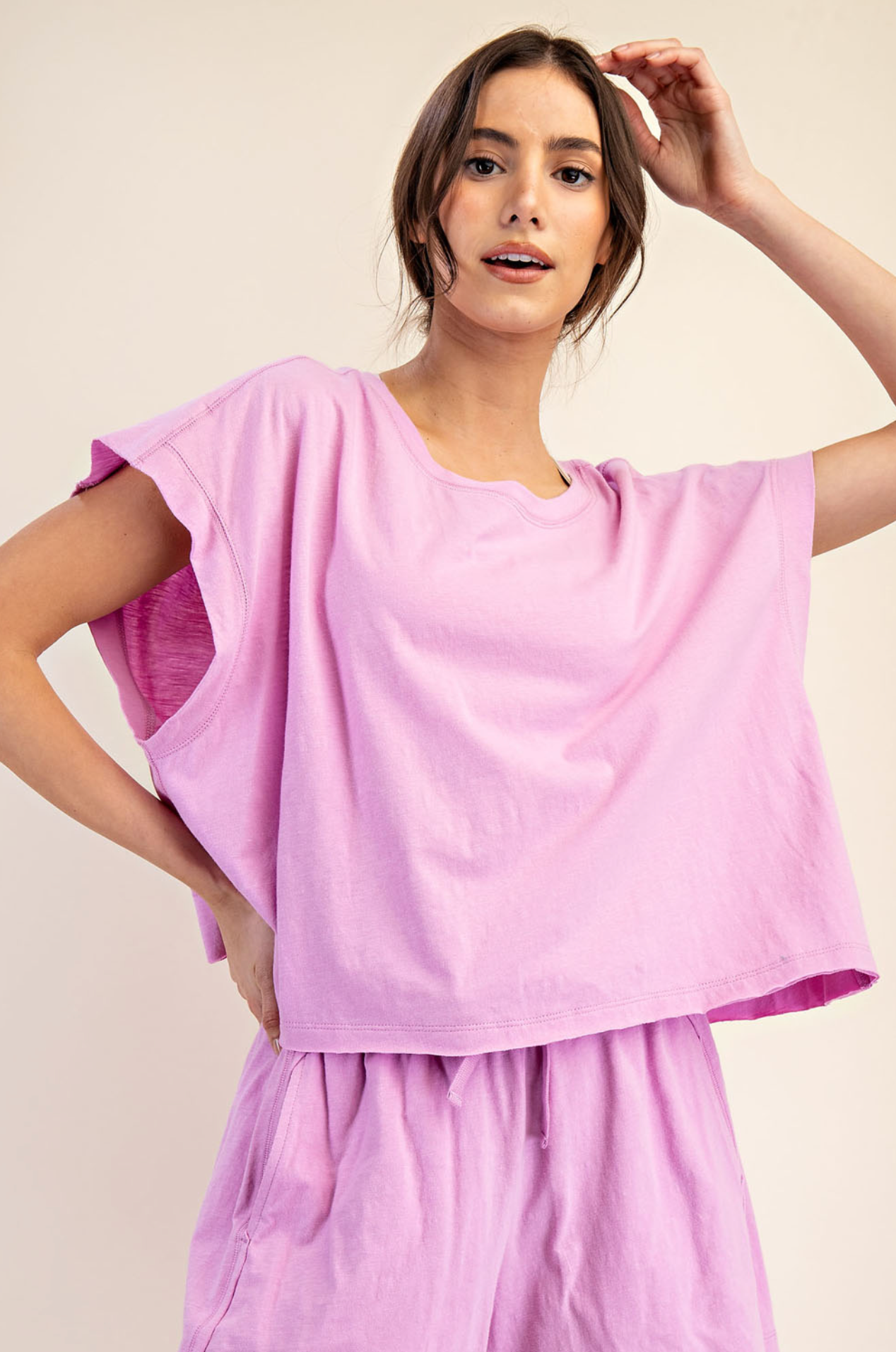 Pink Cotton Open Back Top