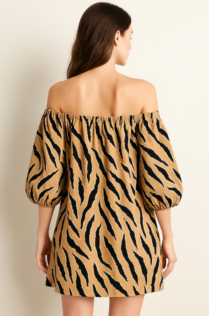 Animal Print Off The Shoulder Dress