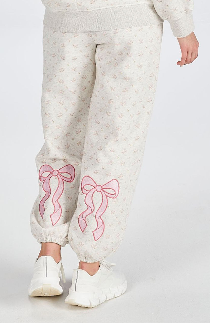 Allison Floral Pink Bow Sweat Set