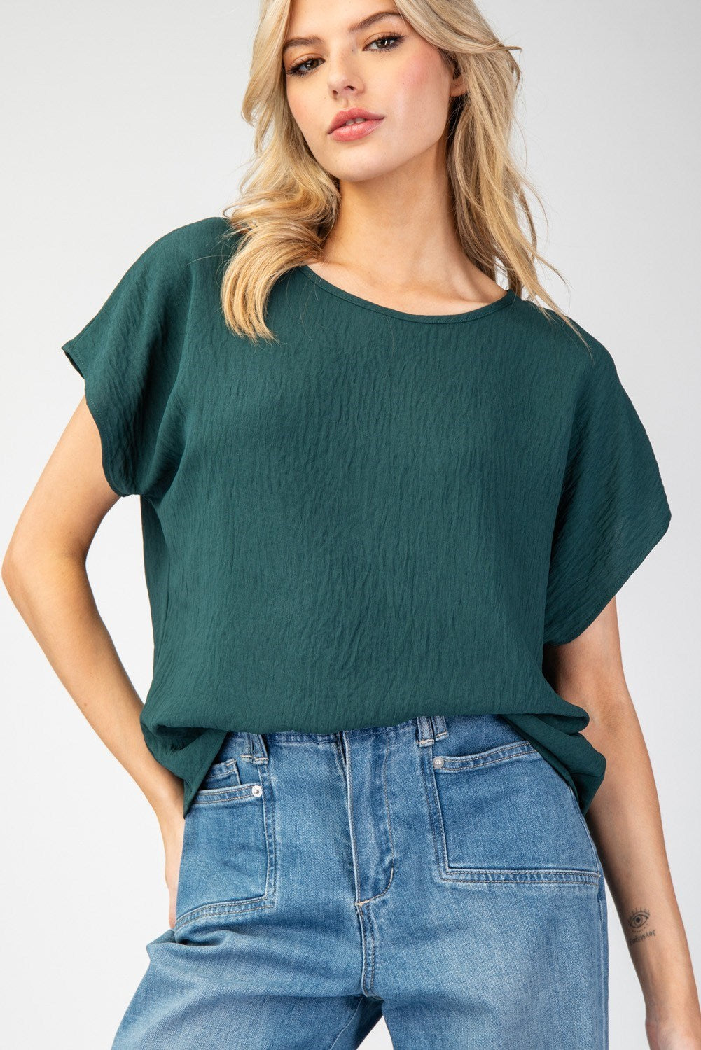 Hunter Green Round Neck Top