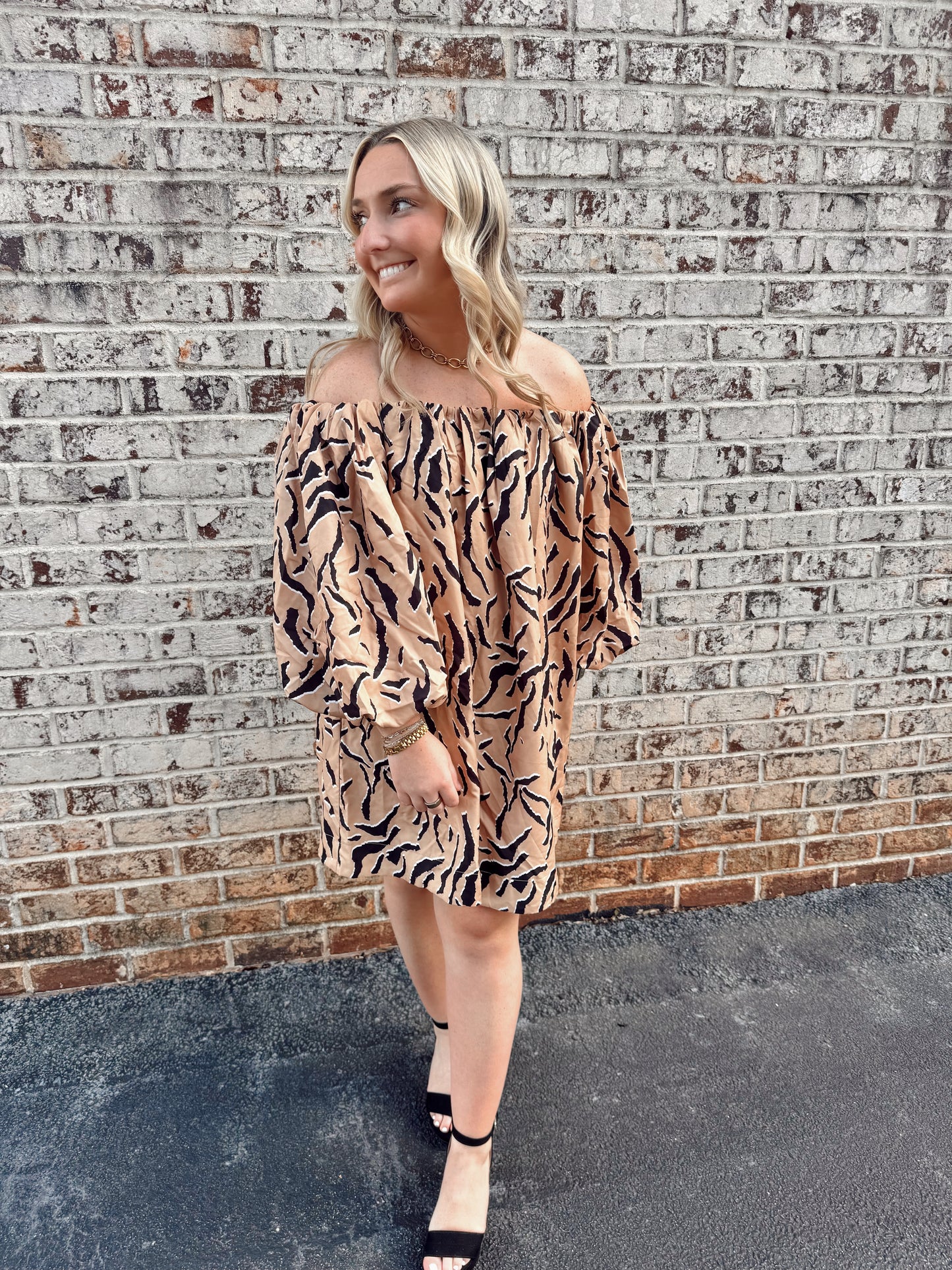 Animal Print Off The Shoulder Dress