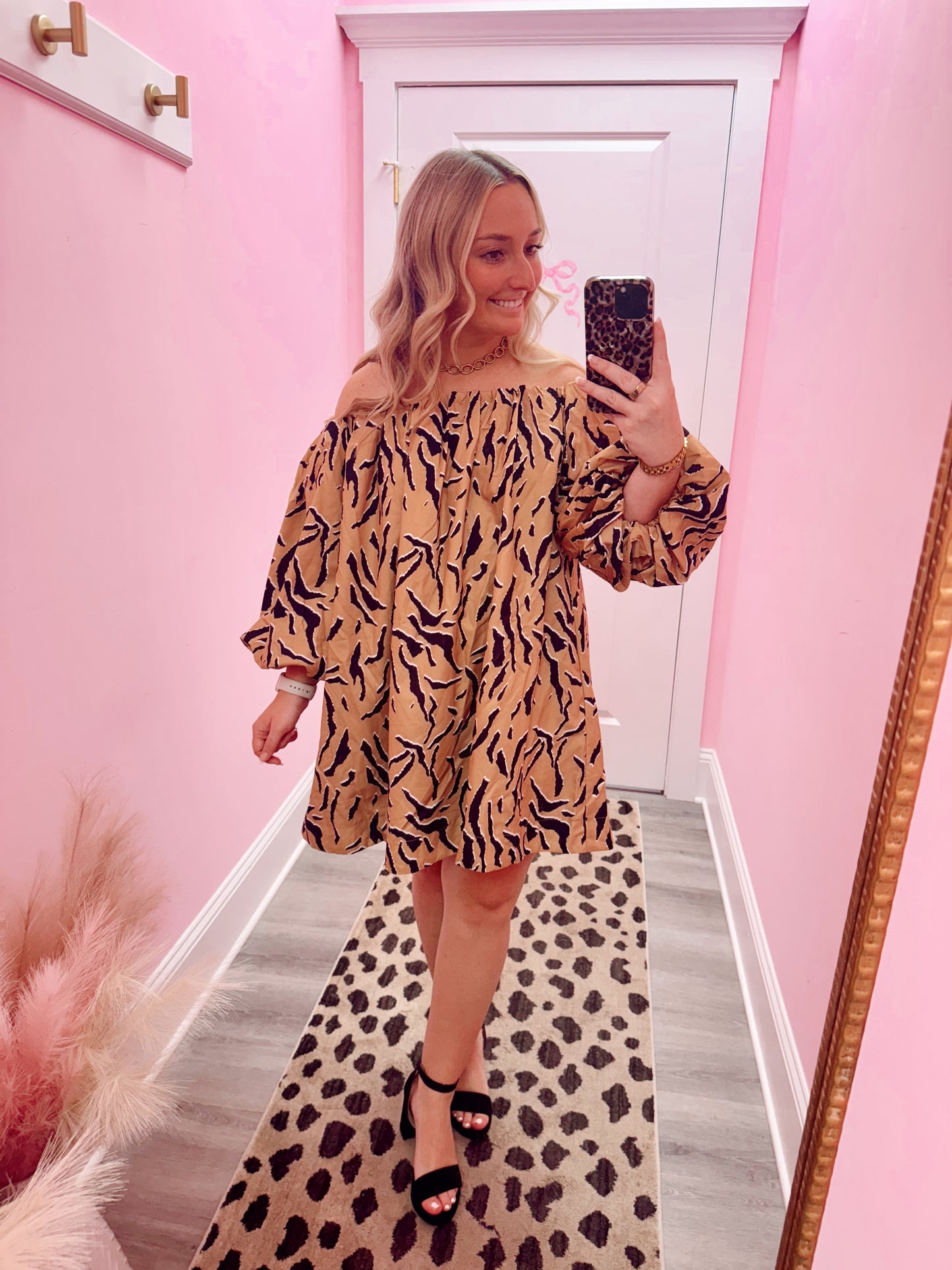 Animal Print Off The Shoulder Dress