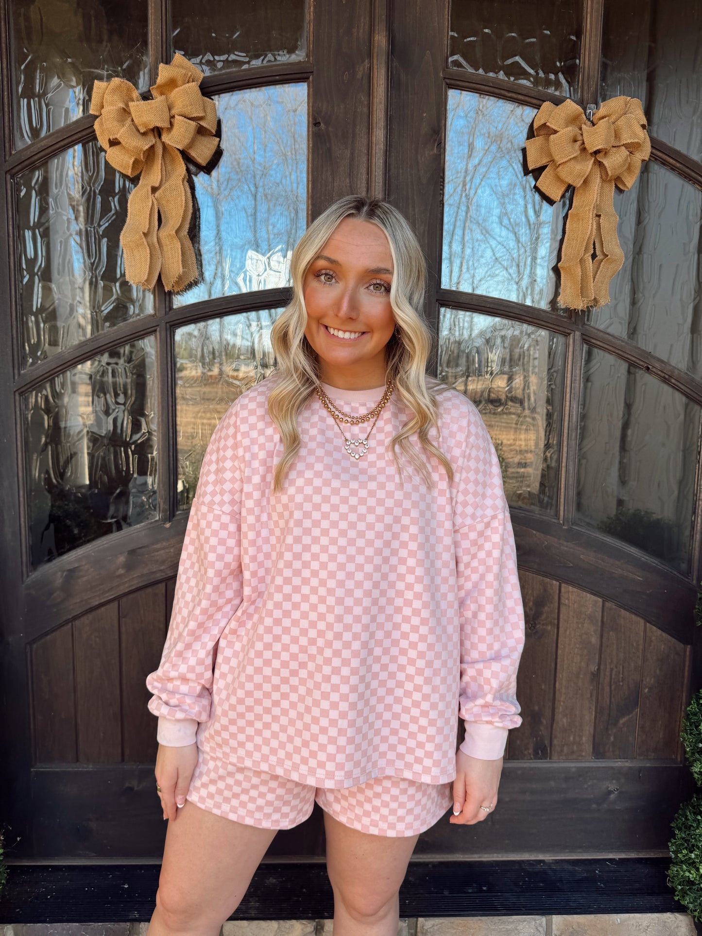 Blush Checkered Lounge Set