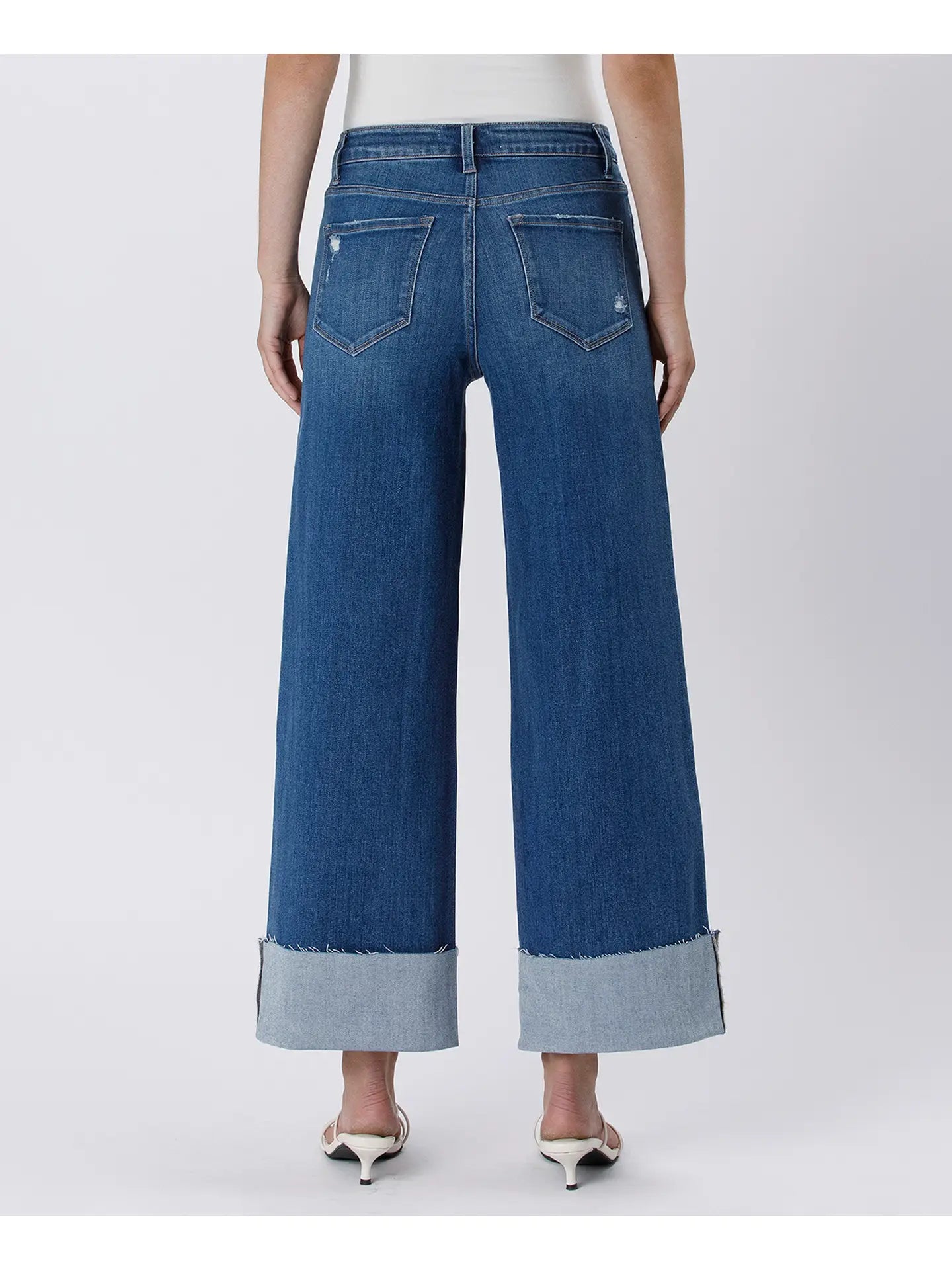 Olivia | Lovervet High Rise Cuffed Ankle Wide Leg Jeans