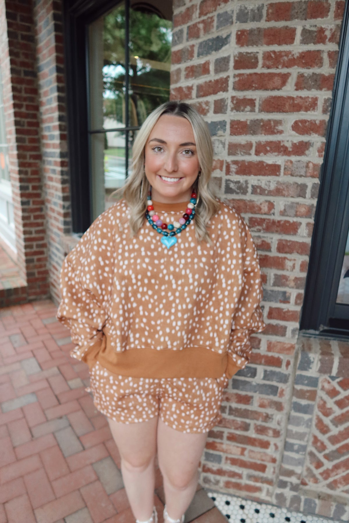 Deer Print Sweatshirt & Short Set