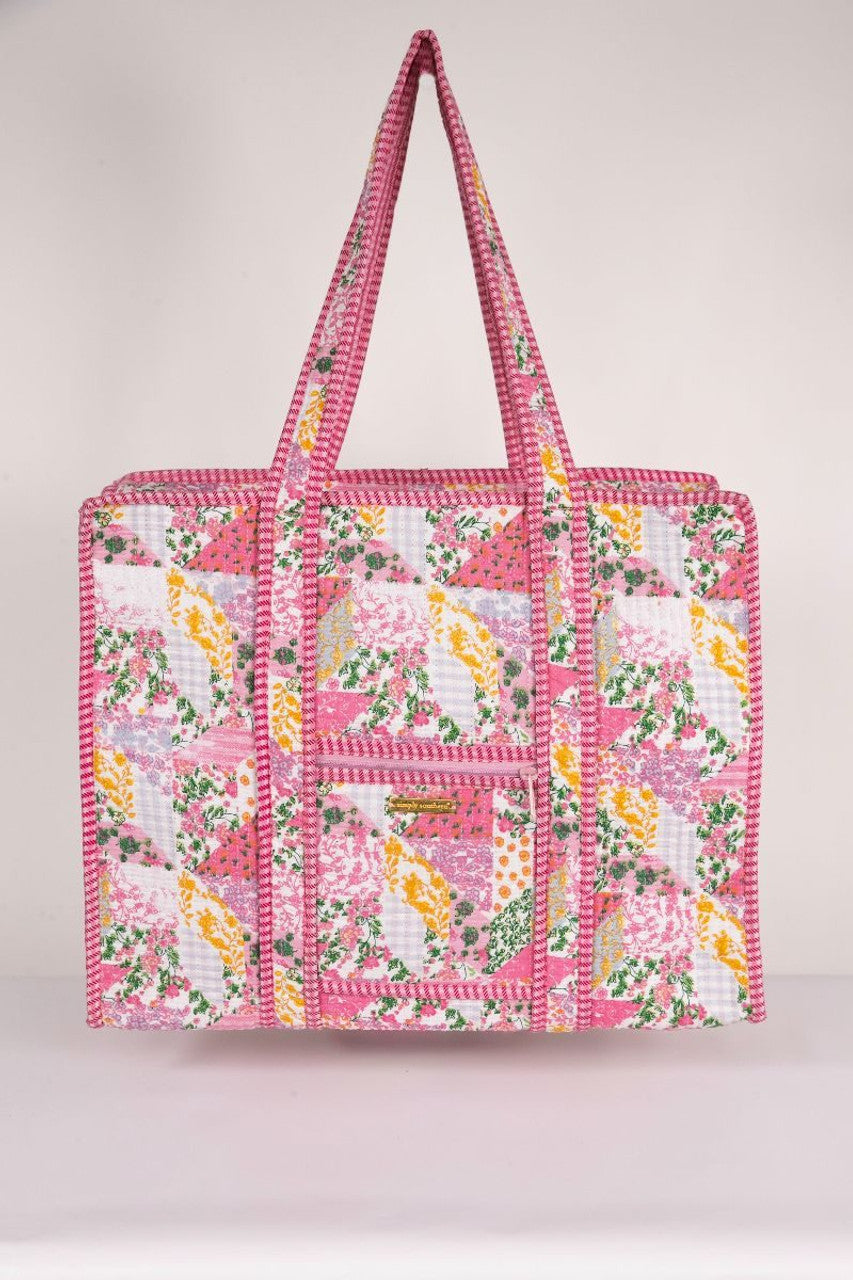 Multi Flower Quilted Tote Bag