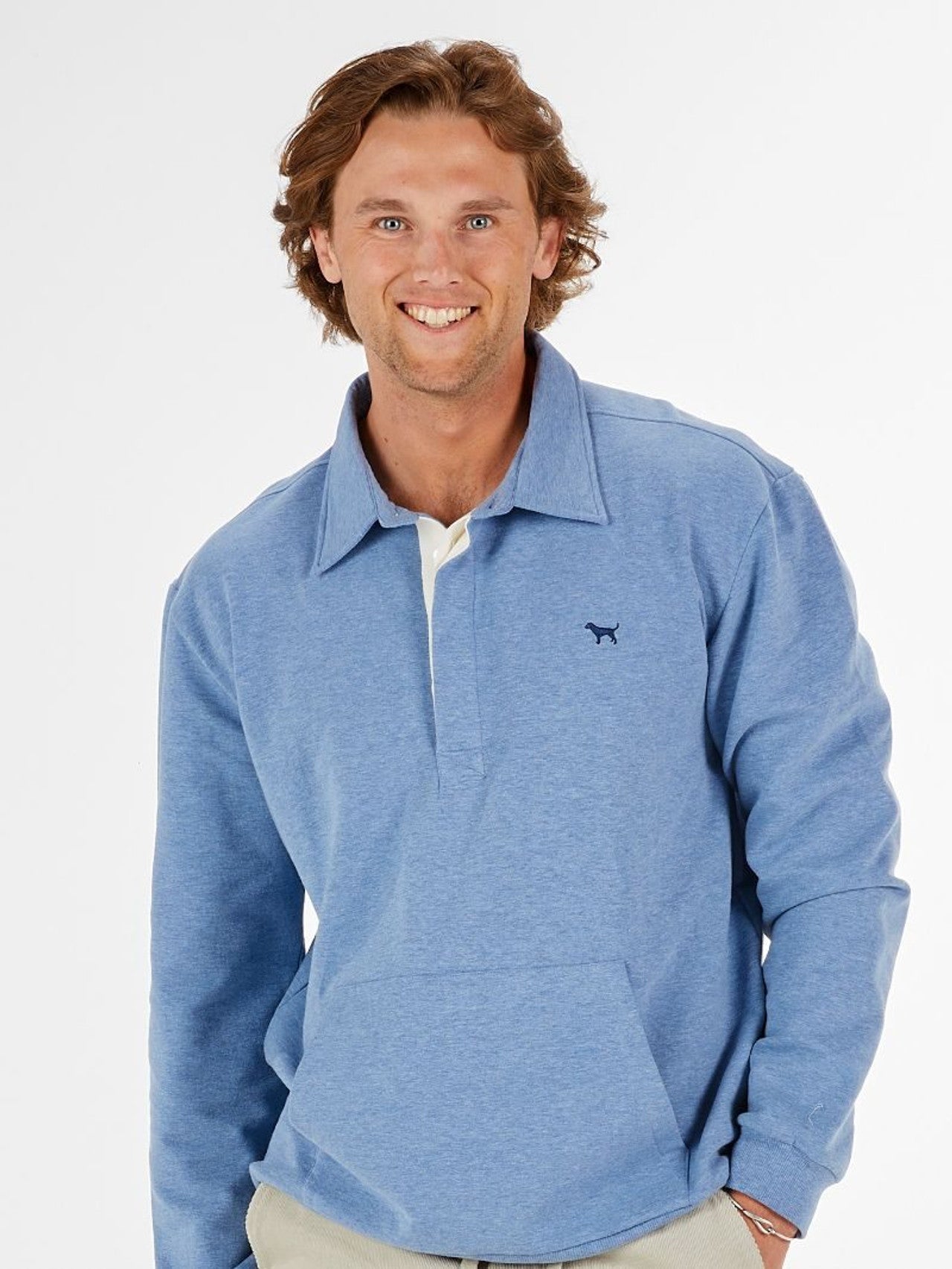 Mens Blue Collared Pullover