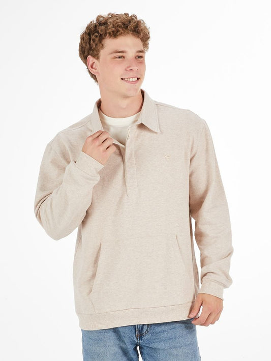 Mens Sand Collared Pullover